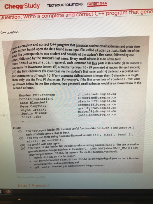 Solved TEXTBOOK SOLUTIONS EXPERT O&A C++ question complete | Chegg.com