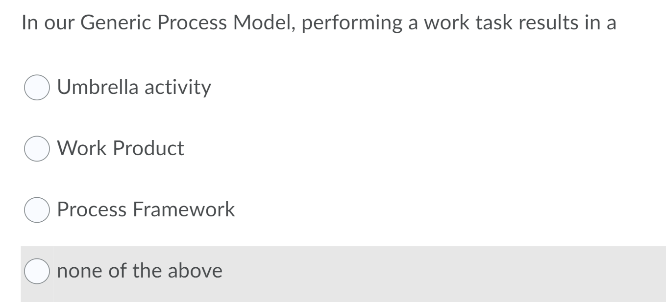 Solved In our Generic Process Model, performing a work task | Chegg.com