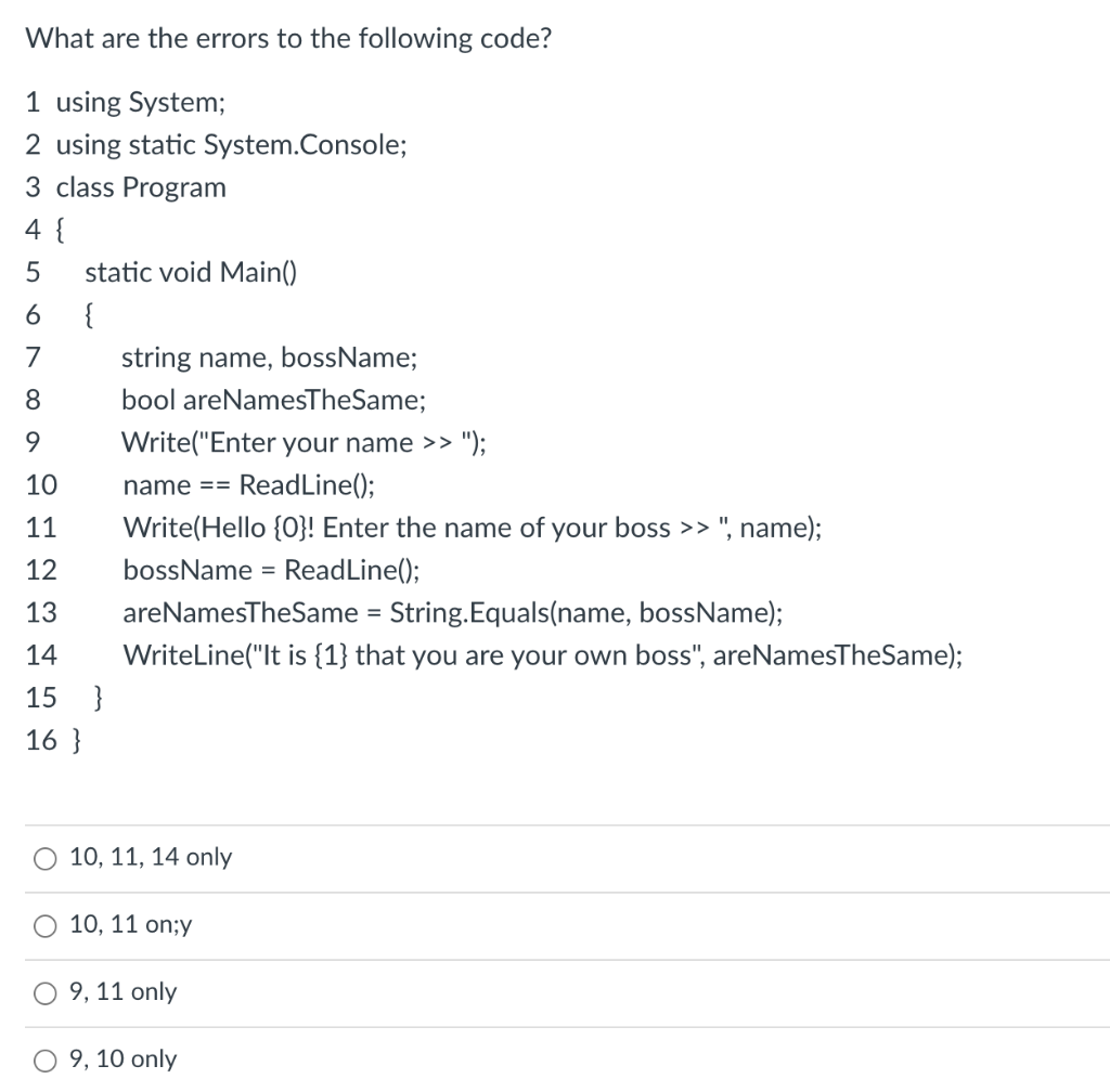 Solved Where (What Lines) are the errors to the following | Chegg.com