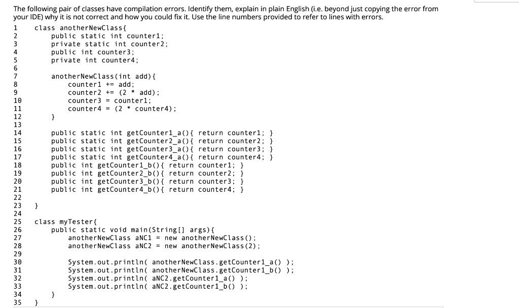 Solved 1 The following pair of classes have compilation | Chegg.com
