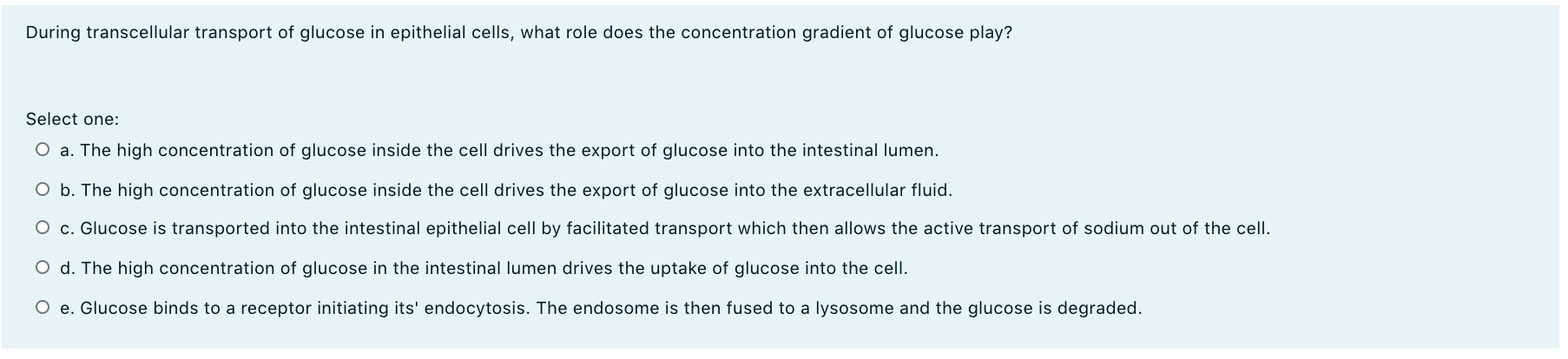 Solved During transcellular transport of glucose in | Chegg.com