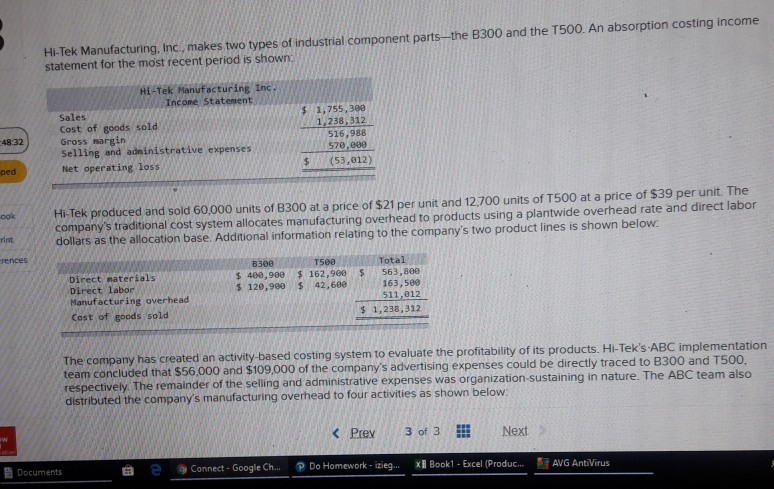 Solved Hi-Tek Manufacturing, Inc. makes two types of | Chegg.com