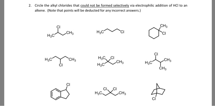 Solved 2. Circle the alkyl chlorides that could not be | Chegg.com