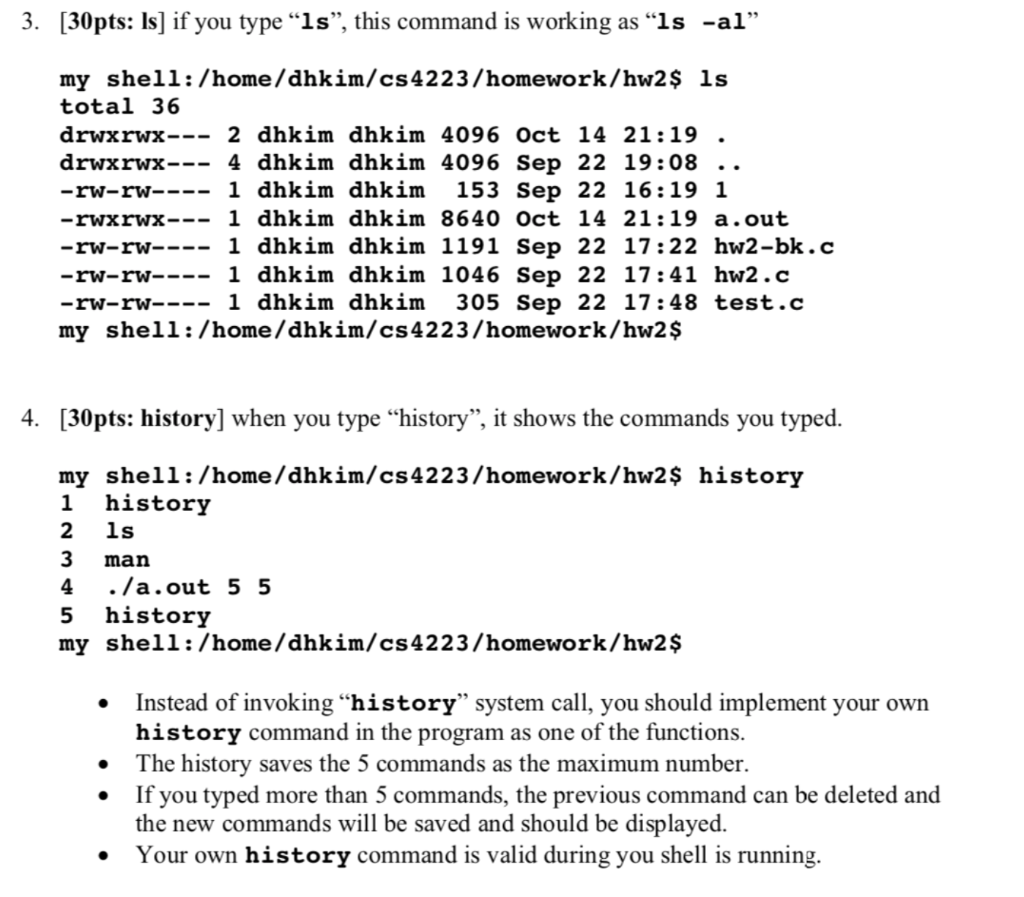 Solved Your shell program will be started and waiting for | Chegg.com