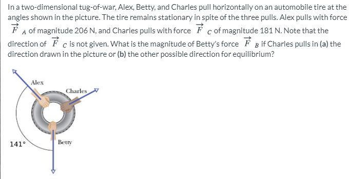 Solved In a two-dimensional tug-of-war, Alex, Betty, and | Chegg.com