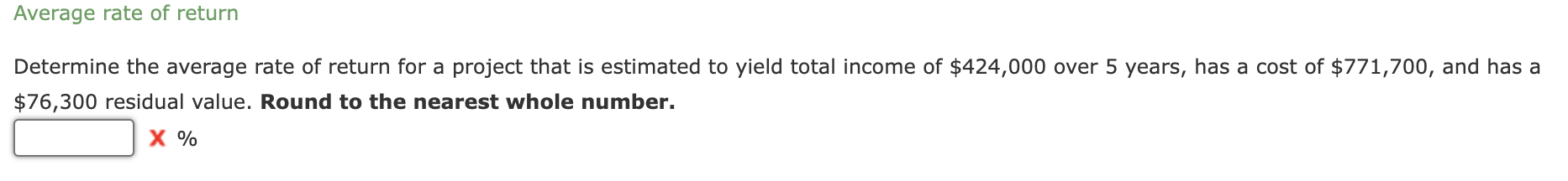 Solved Determine the average rate of return for a project | Chegg.com
