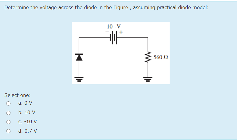 Solved Determine the voltage across the diode in the Figure | Chegg.com