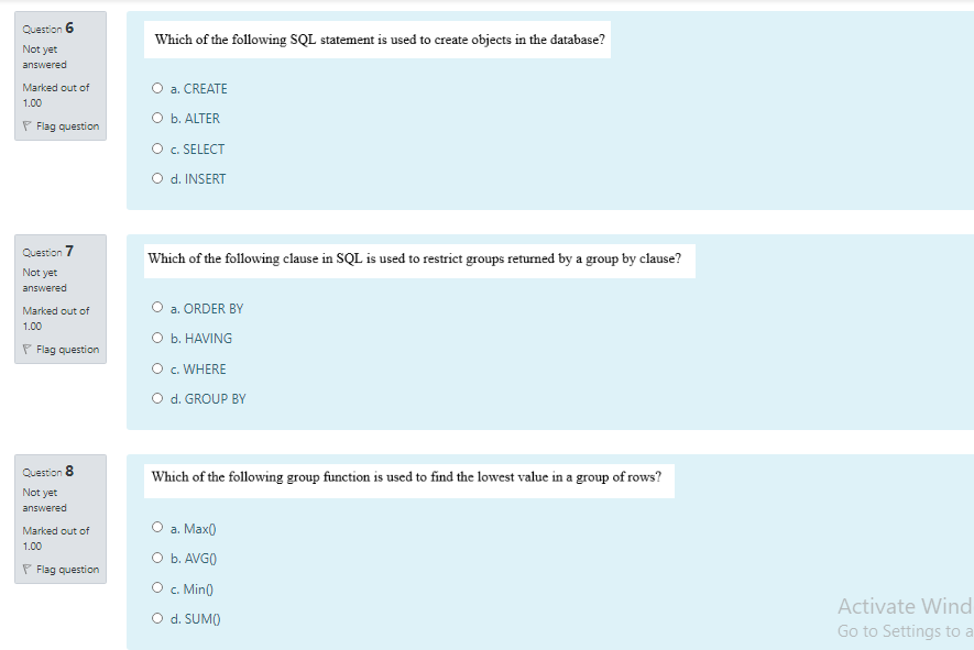Solved Which of the following SQL statement is used to | Chegg.com