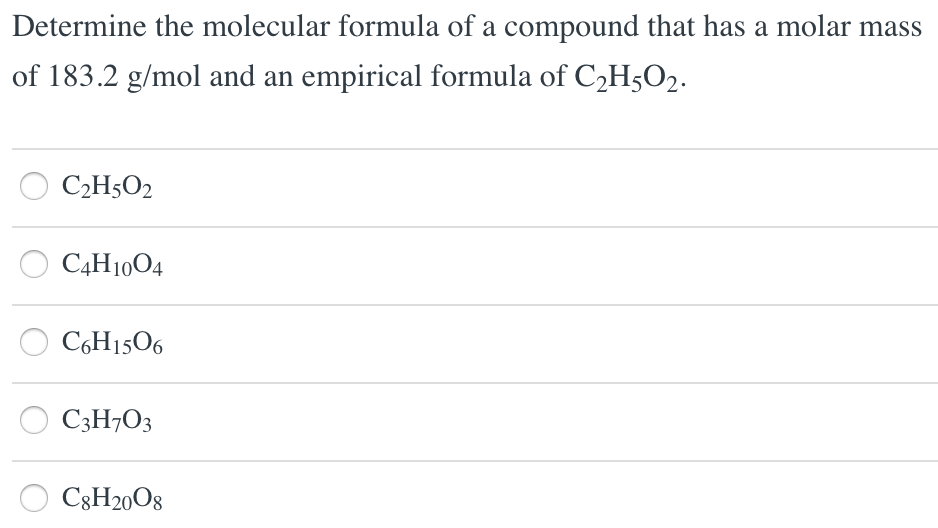 Solved Determine the molecular formula for a compound that | Chegg.com