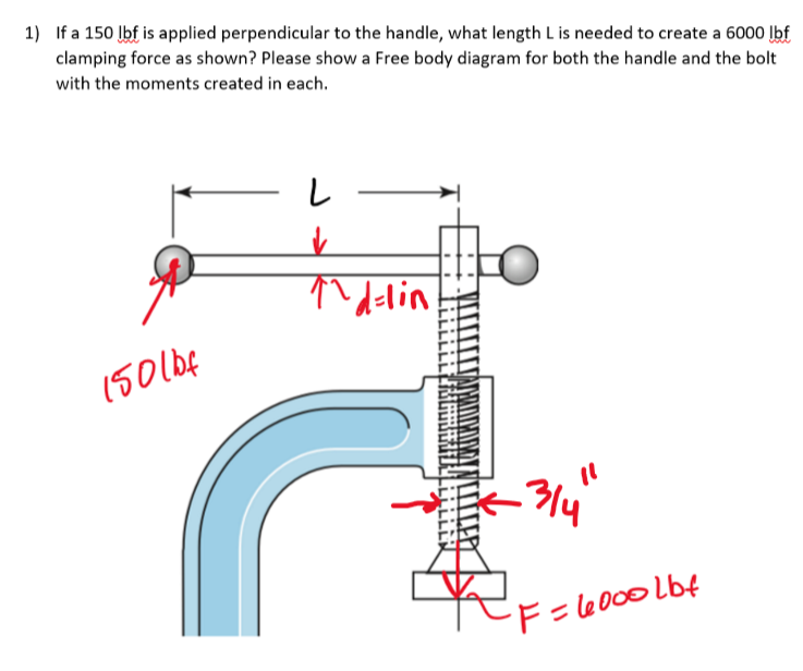 Solved The length of the Bolt is 15 inch. E= 30Mpsi, Sy=64 | Chegg.com