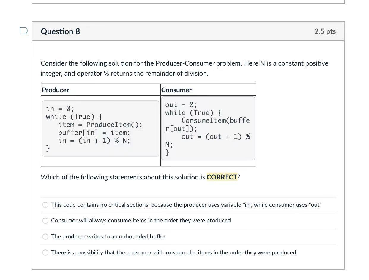 Solved Question 8 2.5 Pts Consider The Following Solution | Chegg.com