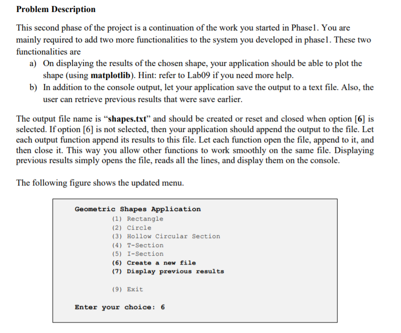 Solved Problem Description This second phase of the project | Chegg.com