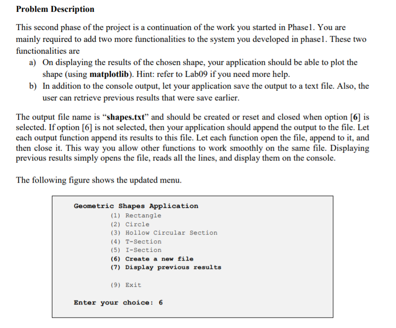 Solved Problem Description This Second Phase Of The Project | Chegg.com