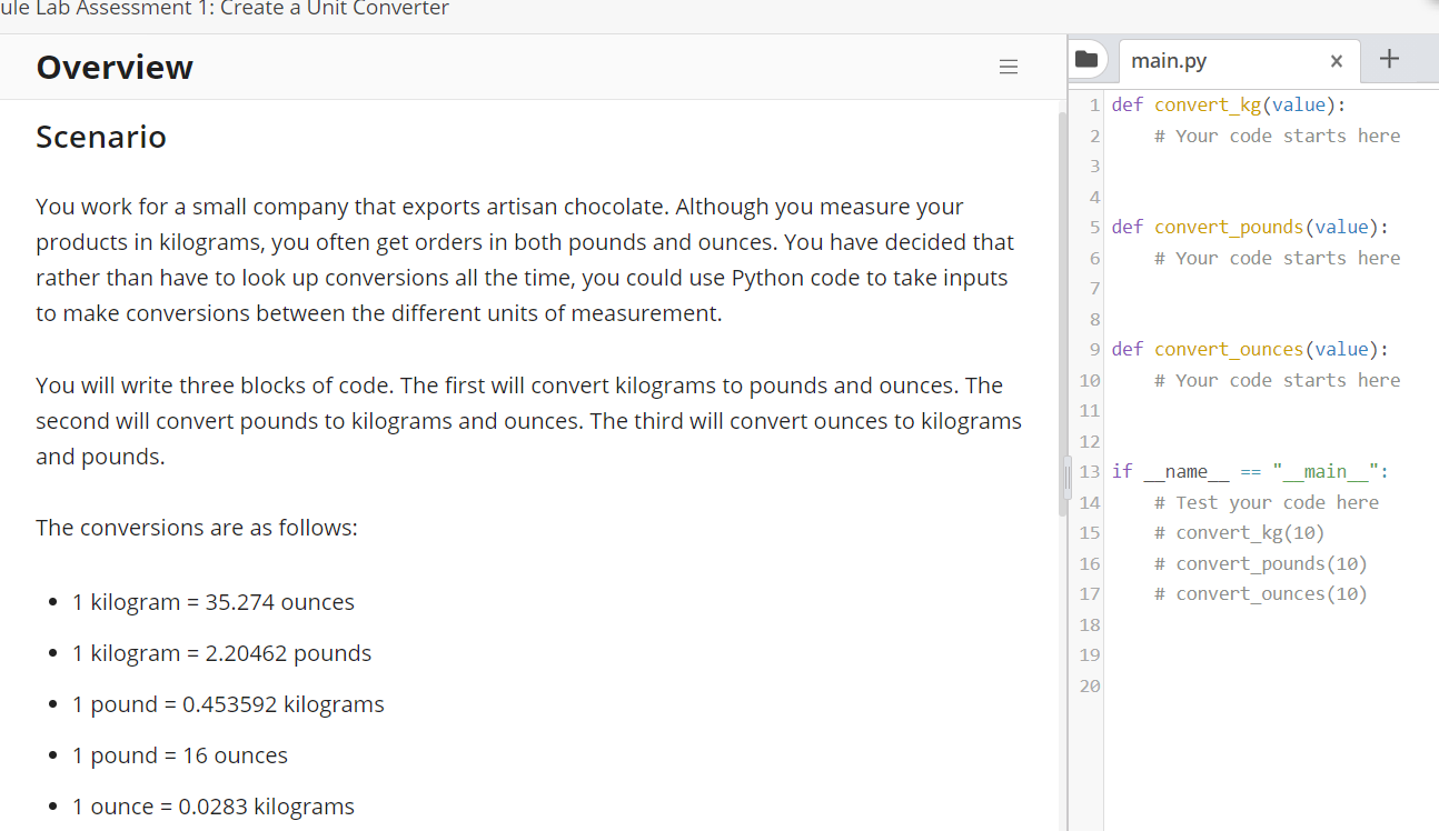 Solved ule Lab Assessment 27: Create a Unit Converter  Chegg.com