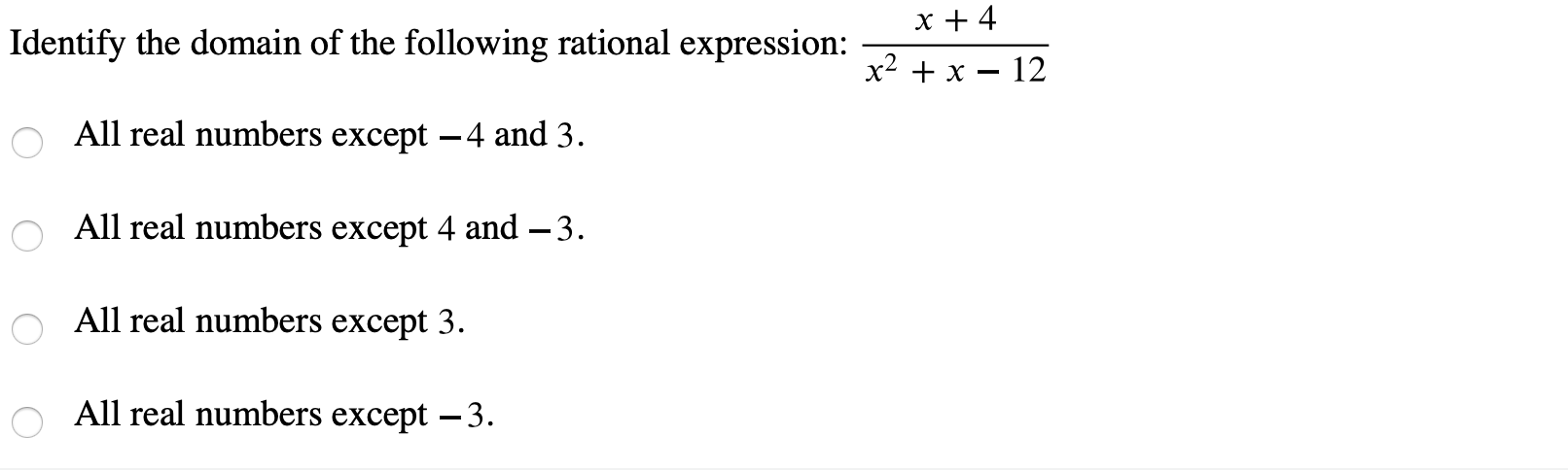 Solved Identify the domain of the following rational | Chegg.com