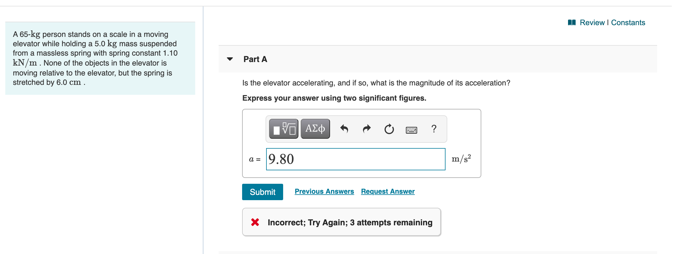 Solved A Review | Constants Part B A 65-kg Person Stands On | Chegg.com