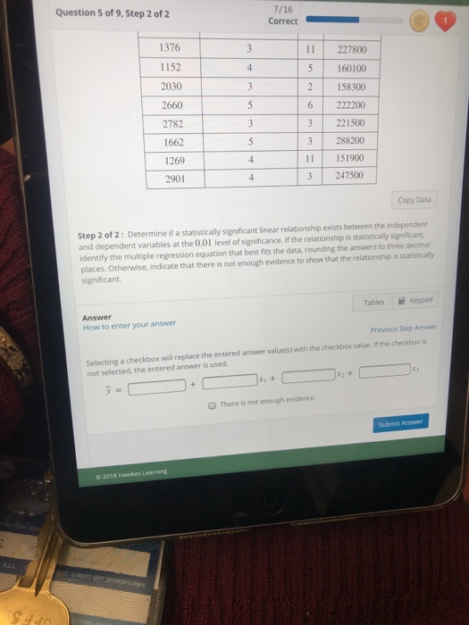 Solved Question 5 of 9, Step 2 of 2 7/16 Correct 1376 1152 | Chegg.com
