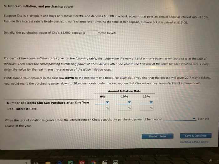 Solved 5. Interest, inflation, and purchasing power Suppose
