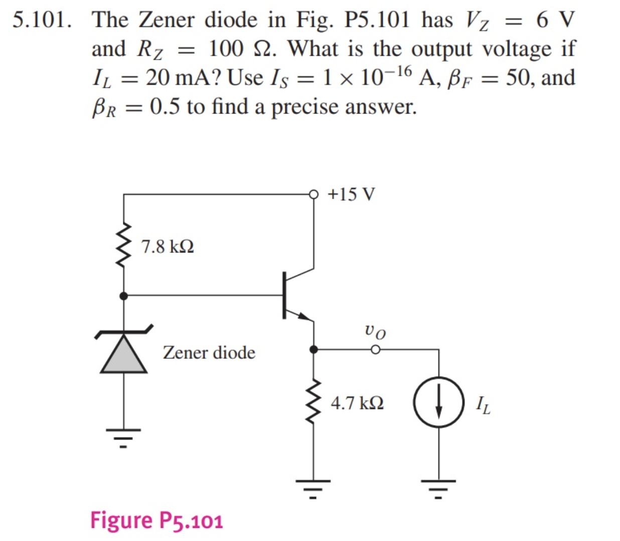 Solved 01. The Zener diode in Fig. P5.101 has VZ=6 V and