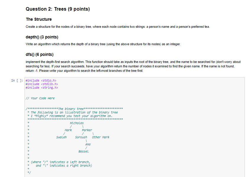 Solved Question 2: Trees (9 points) The Structure Create a | Chegg.com