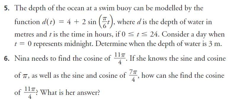 Solved 5. The depth of the ocean at a swim buoy can be | Chegg.com