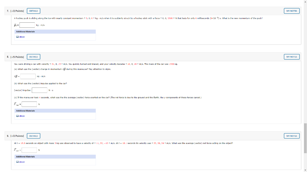 Solved 7. 1-12 Points] DETAILS MY NOTES A hockey puck is | Chegg.com