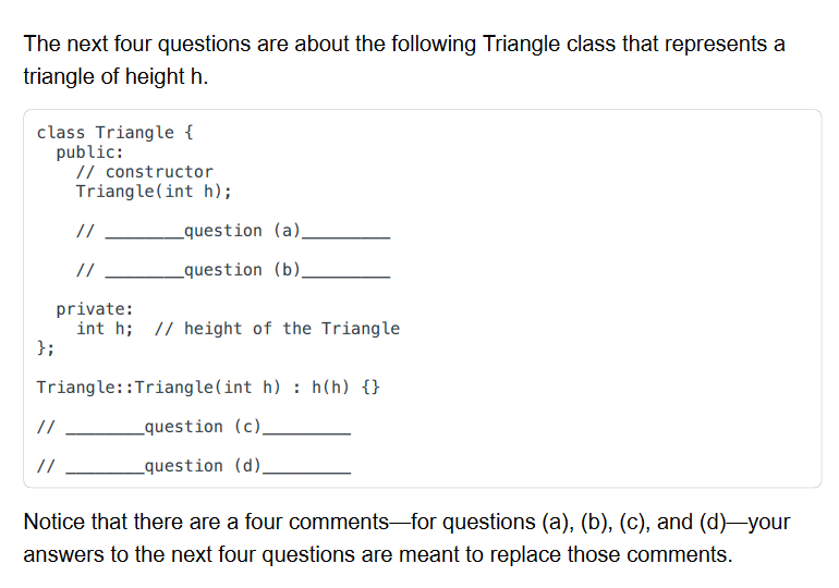 Solved The next four questions are about the following | Chegg.com