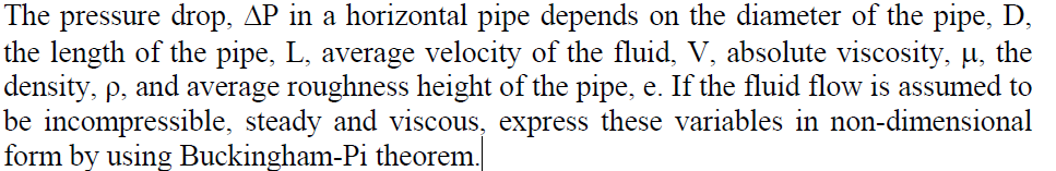 Solved The pressure drop, AP in a horizontal pipe depends on | Chegg.com