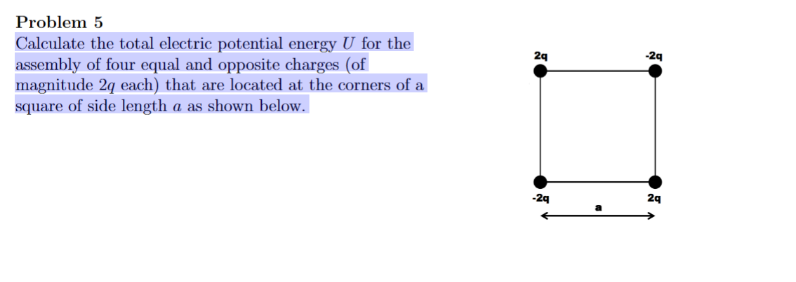 Solved Problem 5 Calculate the total electric potential | Chegg.com