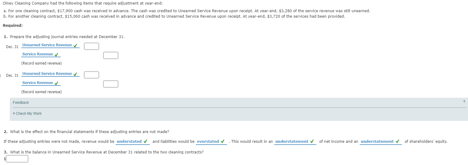 Solved Olney Cleaning Company had the following items that | Chegg.com