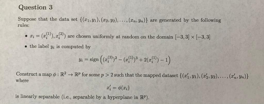 Question 3 Suppose that the data set {(x1, 31), (x2, | Chegg.com