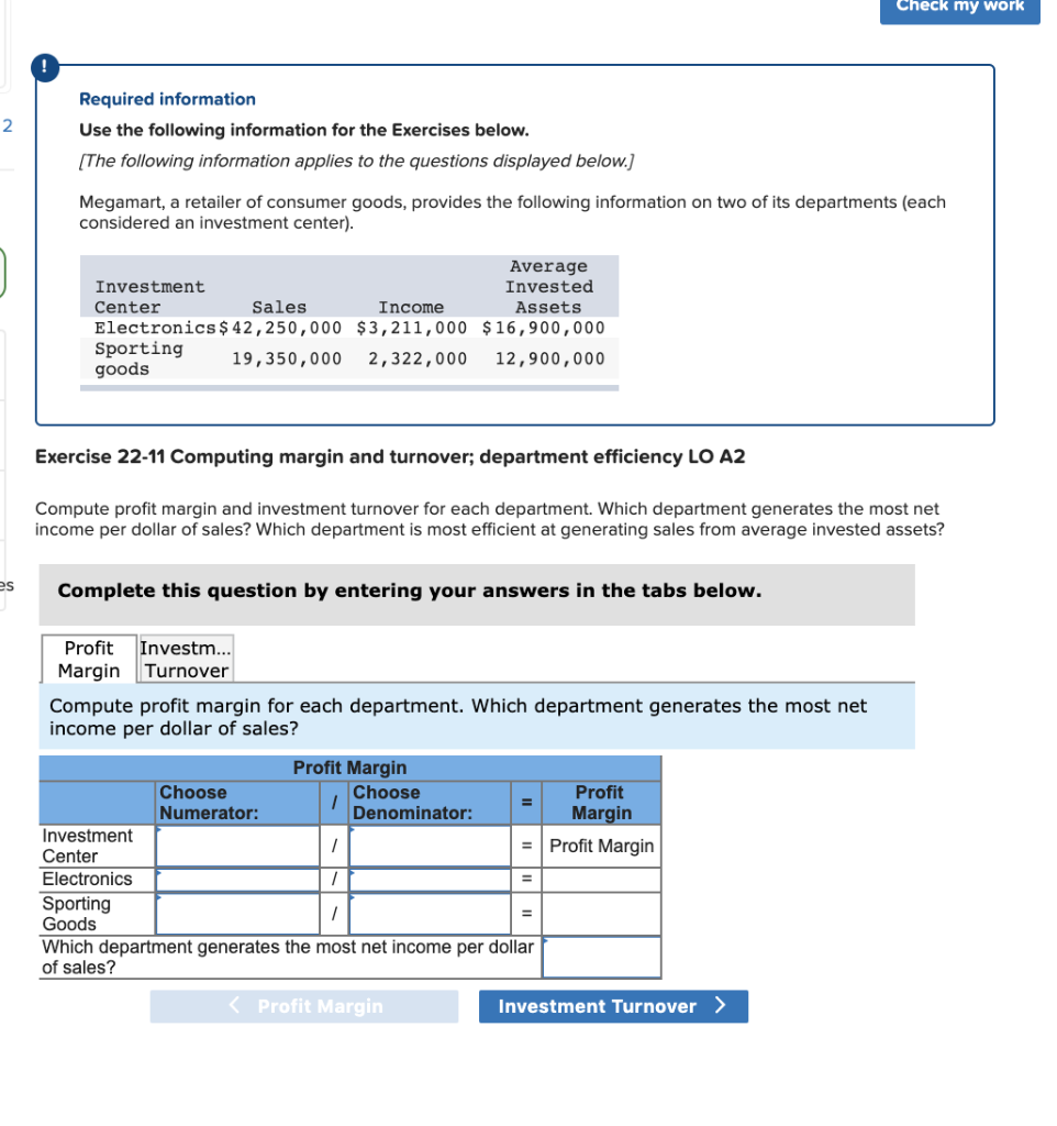 Solved Check my work Required information Use the following | Chegg.com