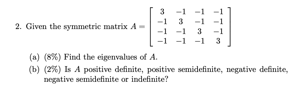 Solved Given the symmetric matrix | Chegg.com