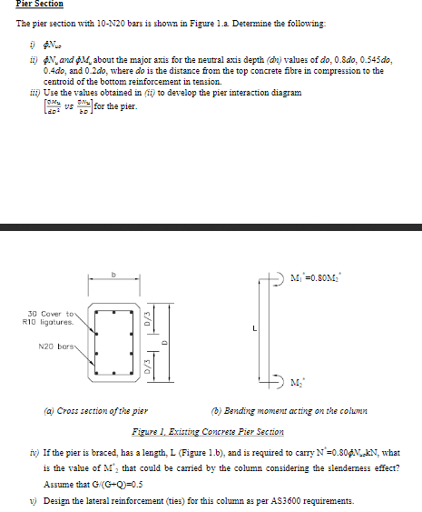 Pier Section The pier section with 10-N20 bars is | Chegg.com