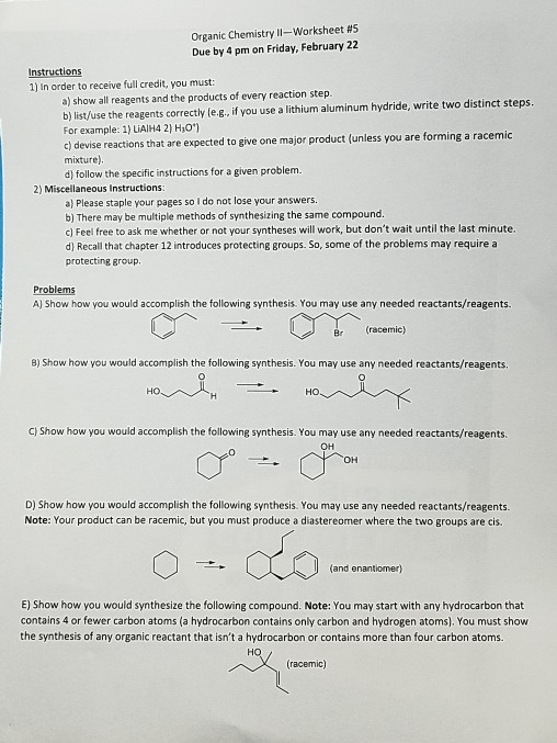 organic chemistry assignment pdf