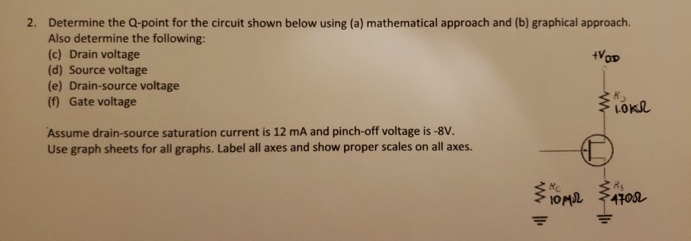 Solved 2. Determine the Q-point for the circuit shown below | Chegg.com