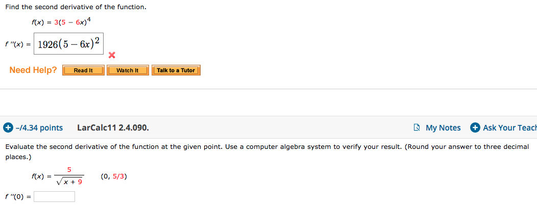 Solved Find The Second Derivative Of The Function. F(x) = | Chegg.com