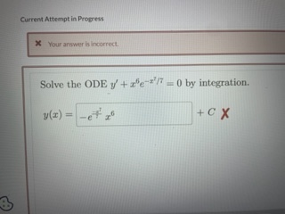 Solved Current Attempt in Progress Solve the ODE | Chegg.com