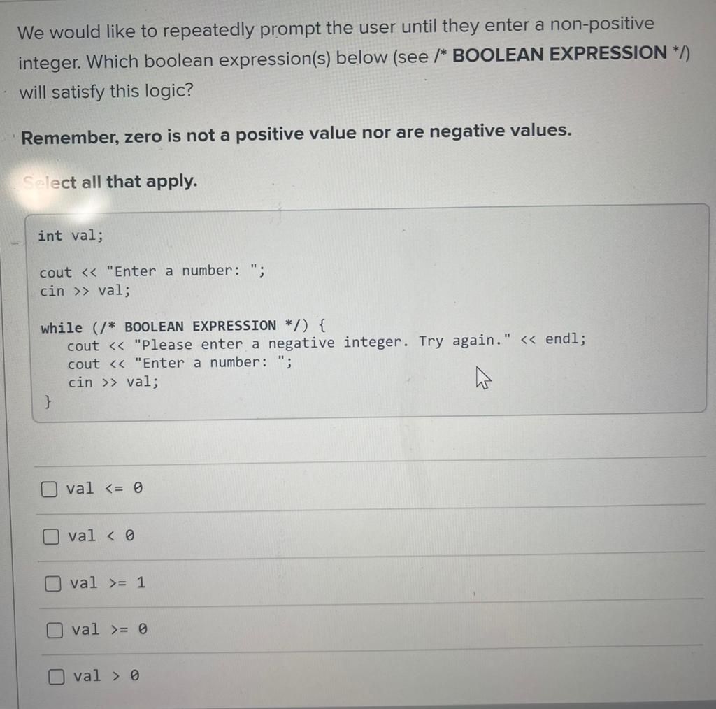 Solved we would like to repeatedly prompt the user until chegg