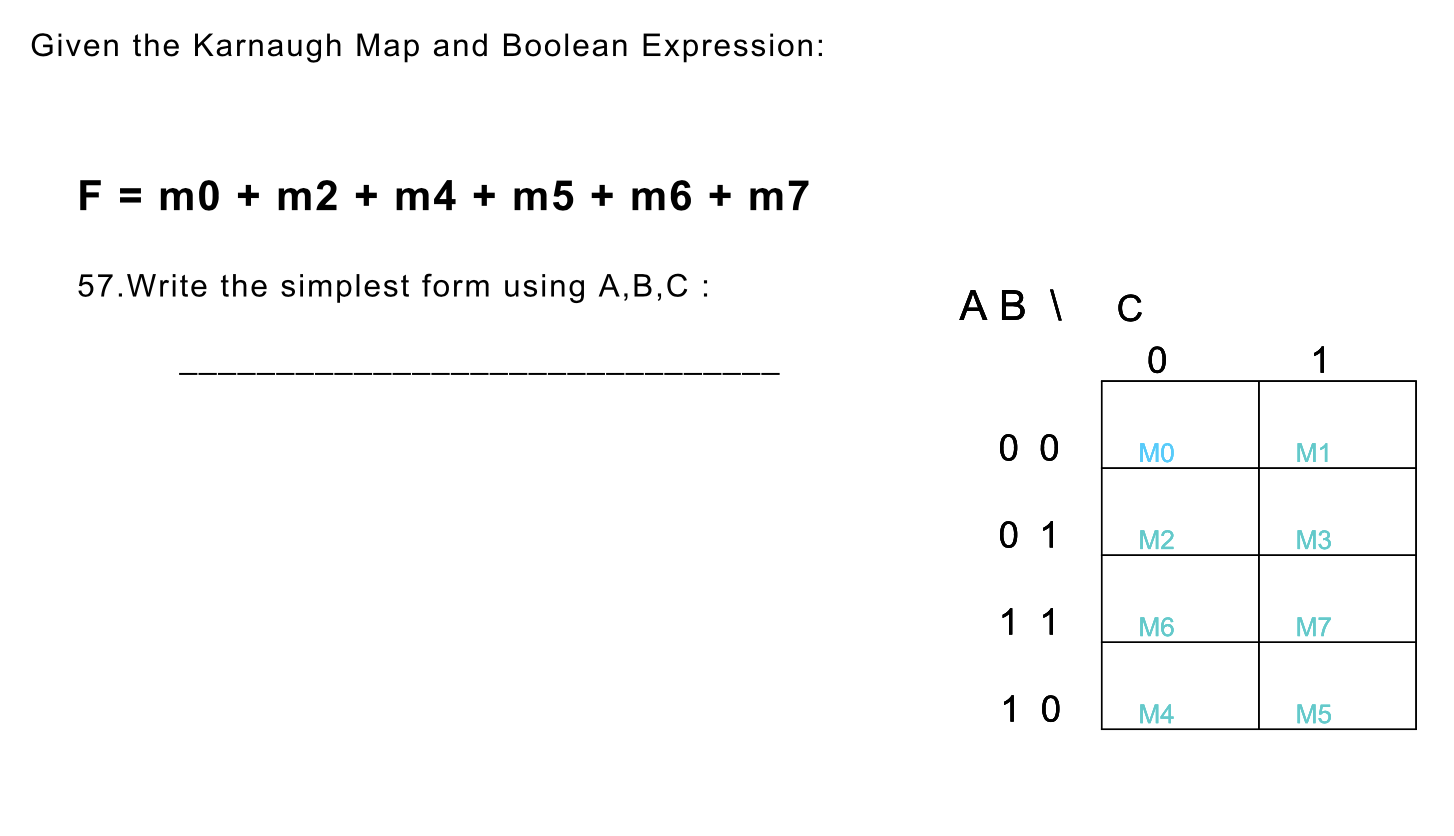 Solved Given the Karnaugh Map and Boolean Expression: F = Ā | Chegg.com
