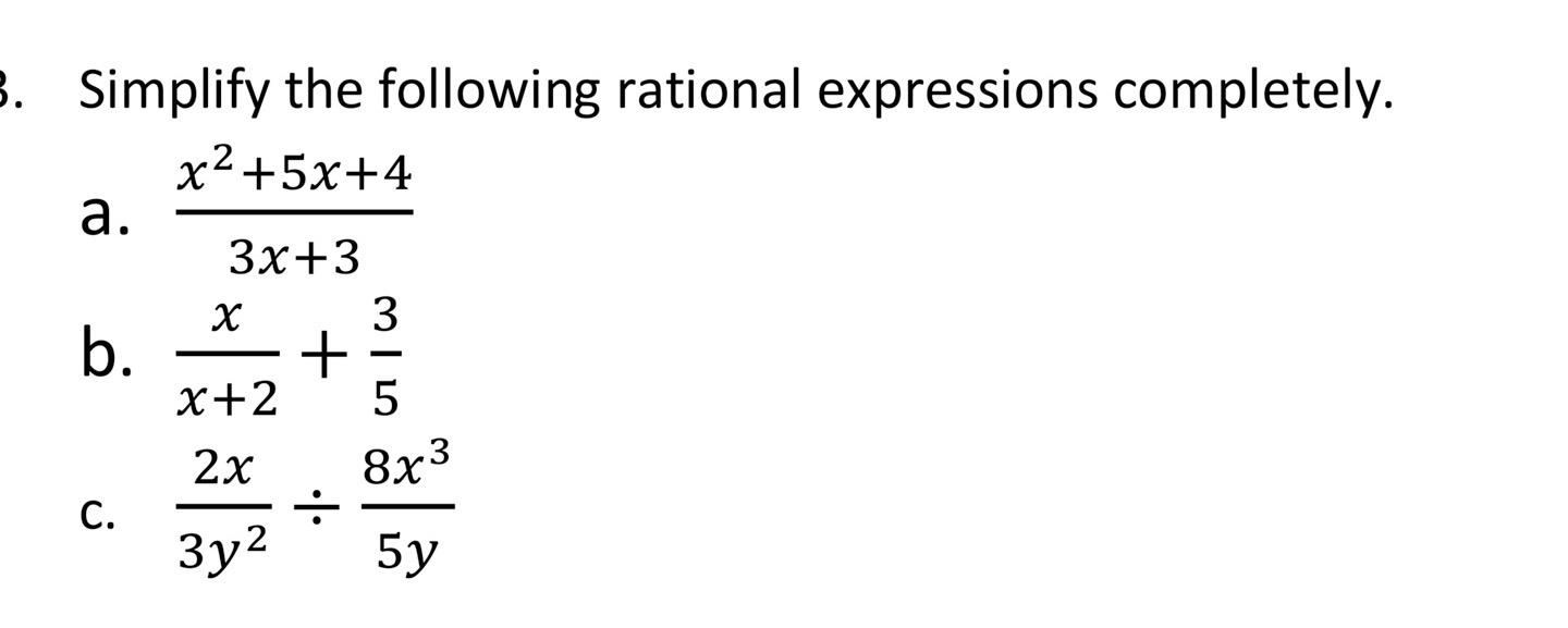 Solved 5. Simplify the following rational expressions | Chegg.com