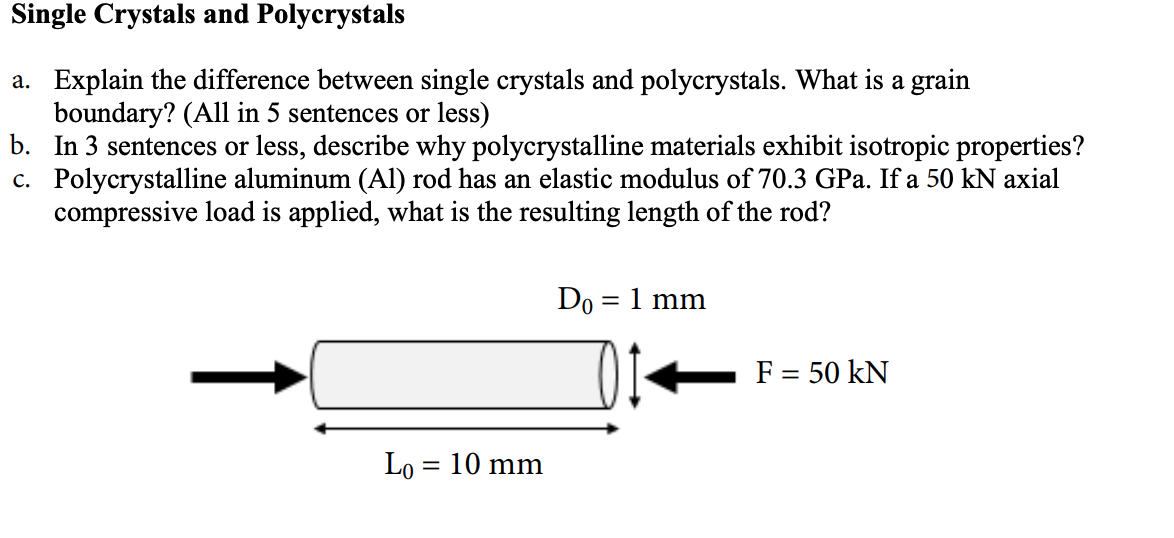 Solved Single Crystals and Polycrystals a. Explain the