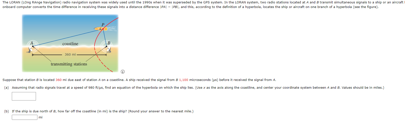 Solved The LORAN (LOng Range Navigation) Radio Navigation | Chegg.com