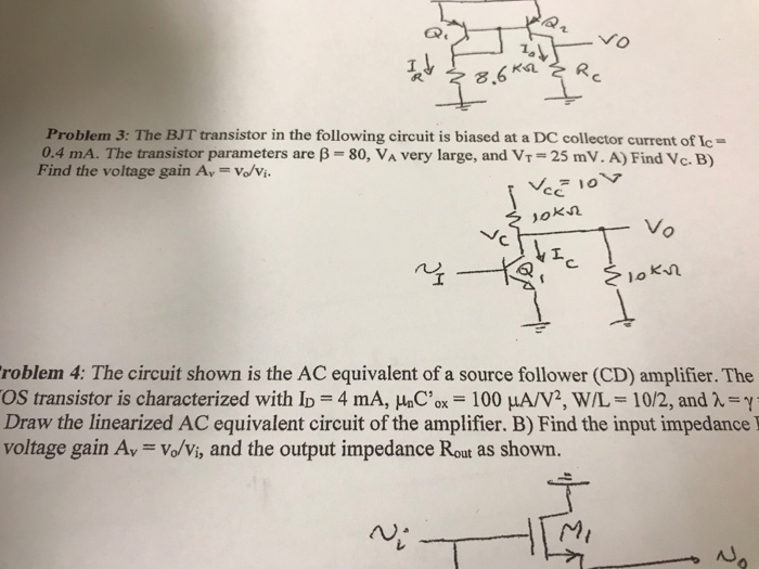 Solved Problem 3: The BJT Transistor In The Following | Chegg.com