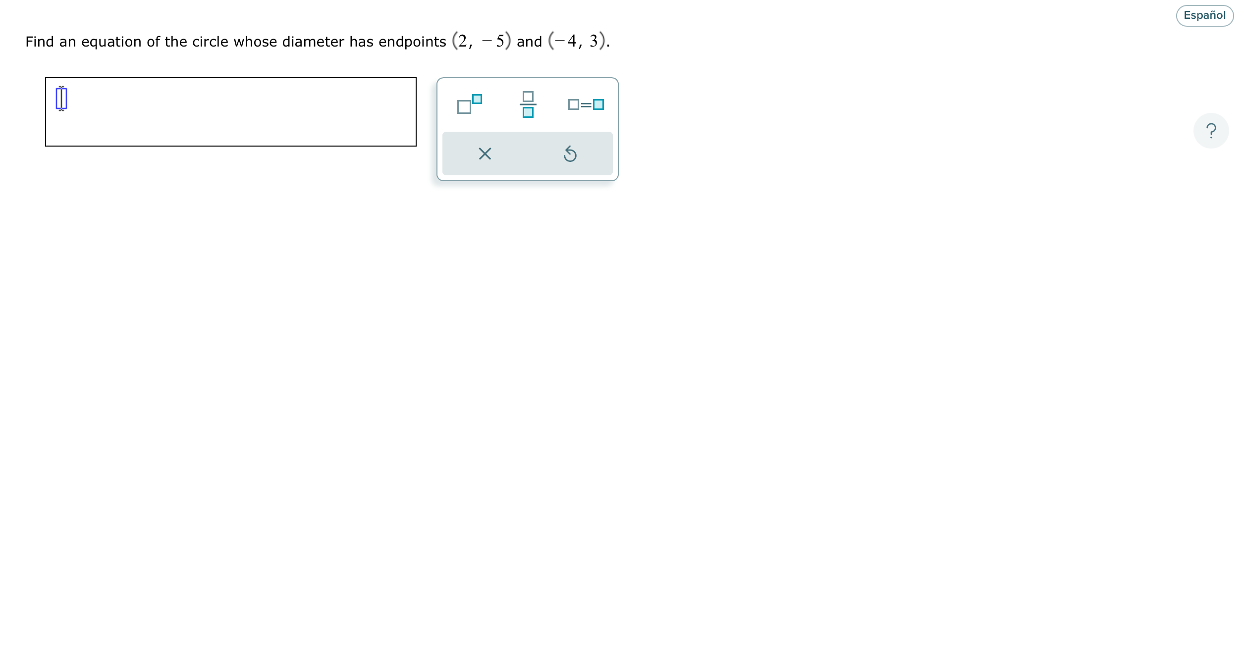 Solved Find an equation of the circle whose diameter has | Chegg.com