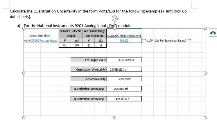 Calculate the Quantization Uncertainty in the form | Chegg.com