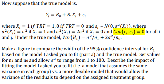 = Now Suppose That The True Model Is: Y; = B, +B,X+ & | Chegg.com