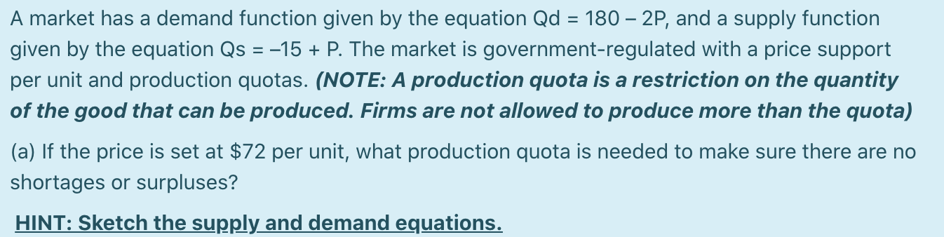 Solved A market has a demand function given by the equation | Chegg.com