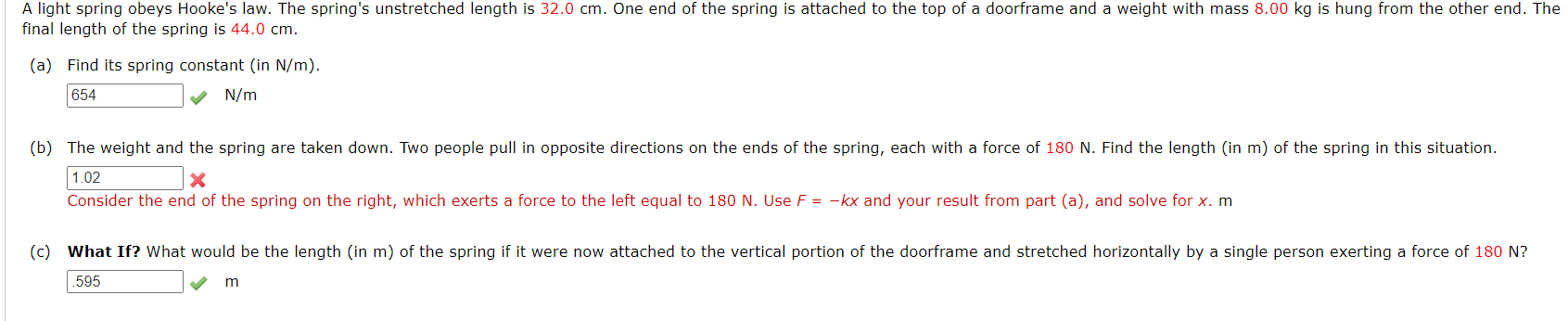 Solved final length of the spring is 44.0 cm. (a) Find its | Chegg.com