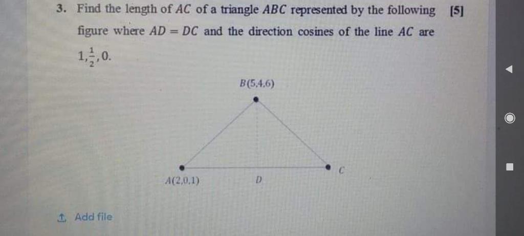 Solved [5] 3. Find the length of AC of a triangle ABC | Chegg.com